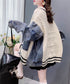 Denim patchwork cardigan